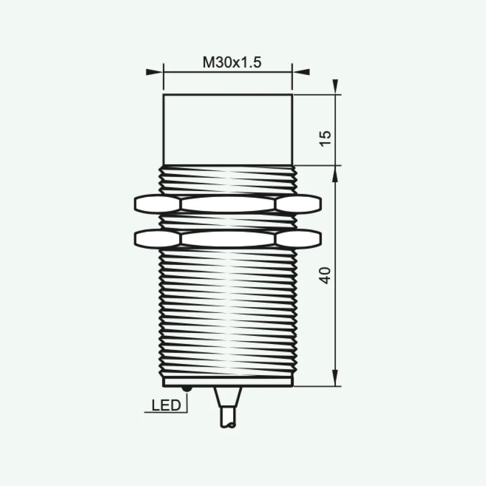 Cảm biến cảm ứng tiêu chuẩn dây DC 3/4 M30/QS8