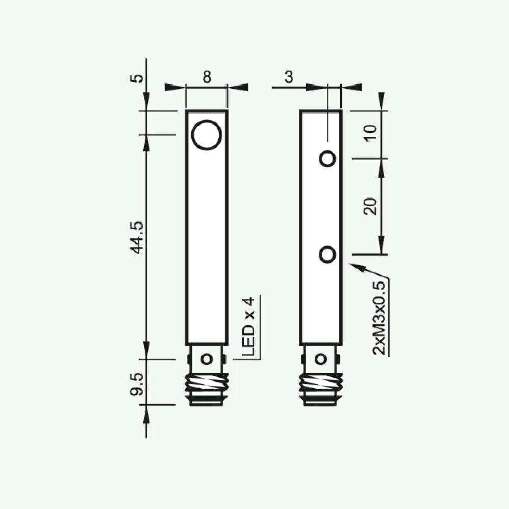 Cảm biến cảm ứng tiêu chuẩn dây DC 3/4 QM8/QS8