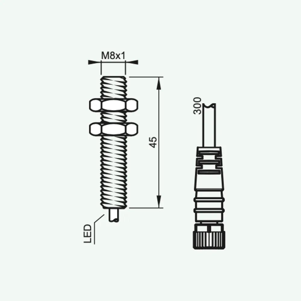 Cảm biến điện cảm tiêu chuẩn DC 2 dây M8