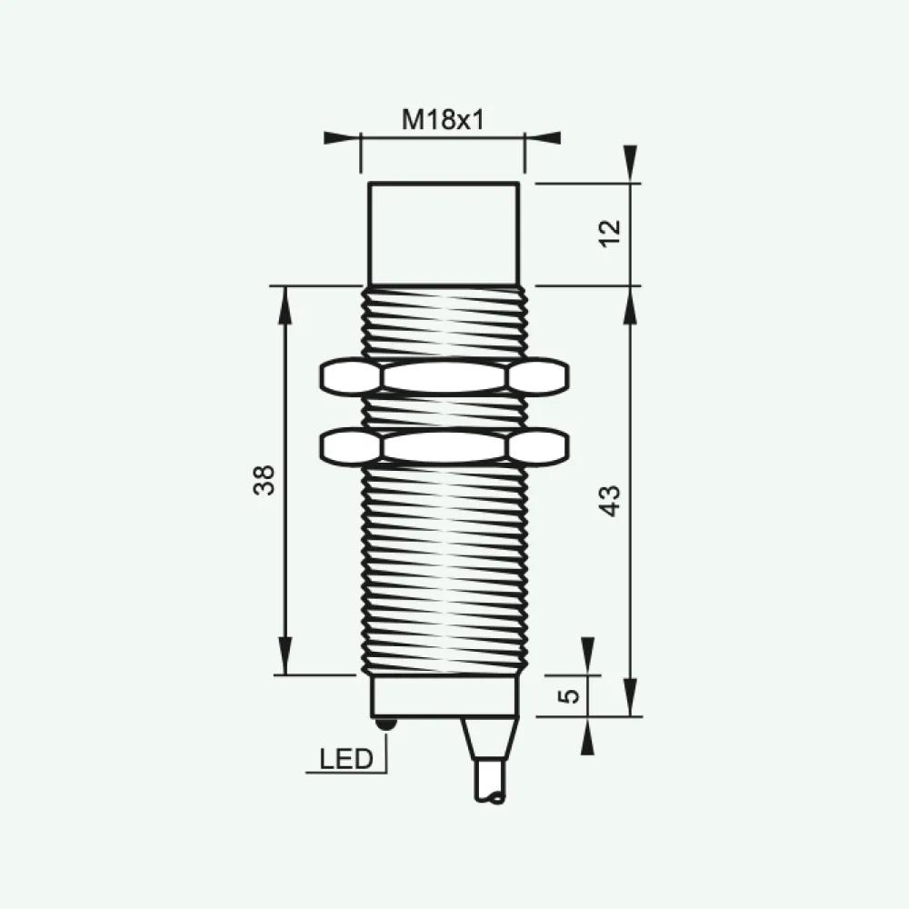 Cảm biến điện cảm tiêu chuẩn DC 2 dây M18