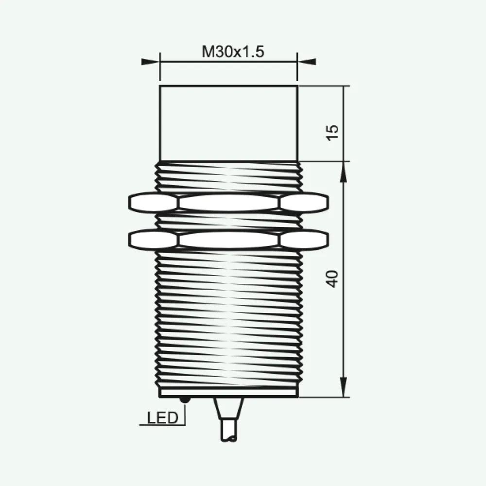 Cảm biến điện cảm tiêu chuẩn DC 2 dây M30/Q18