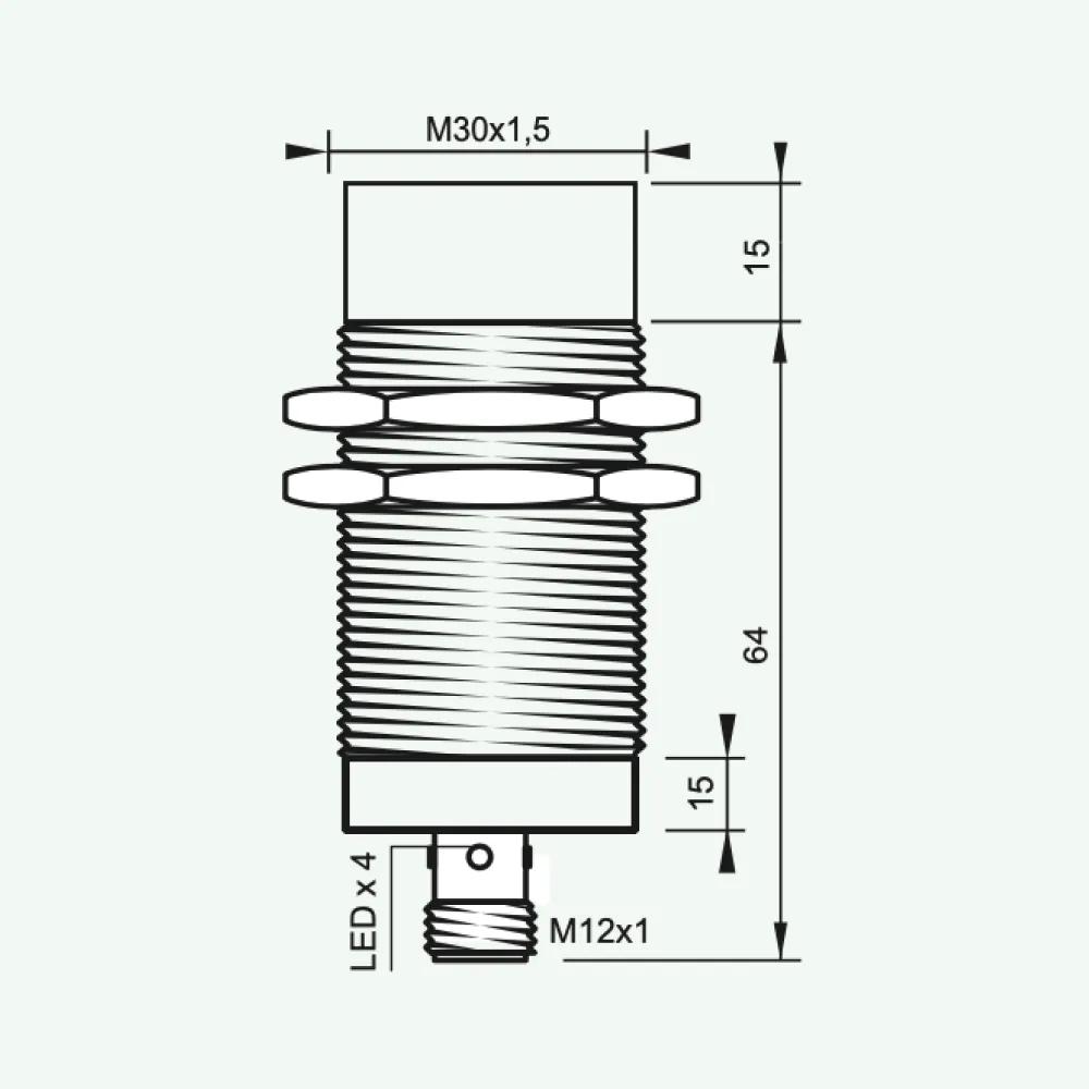 Cảm biến điện cảm tiêu chuẩn DC 2 dây M30/Q18